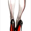 illustration of two legs seen from the back with heels on and red accents on the heels and legs