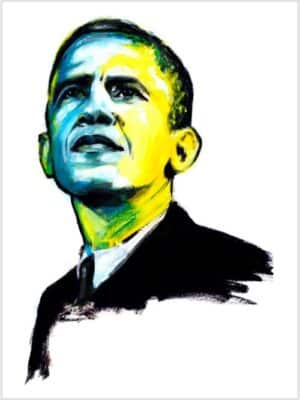 art portrait of president Obama with colored face