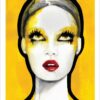 Illustration of a woman with yellow background and make-up
