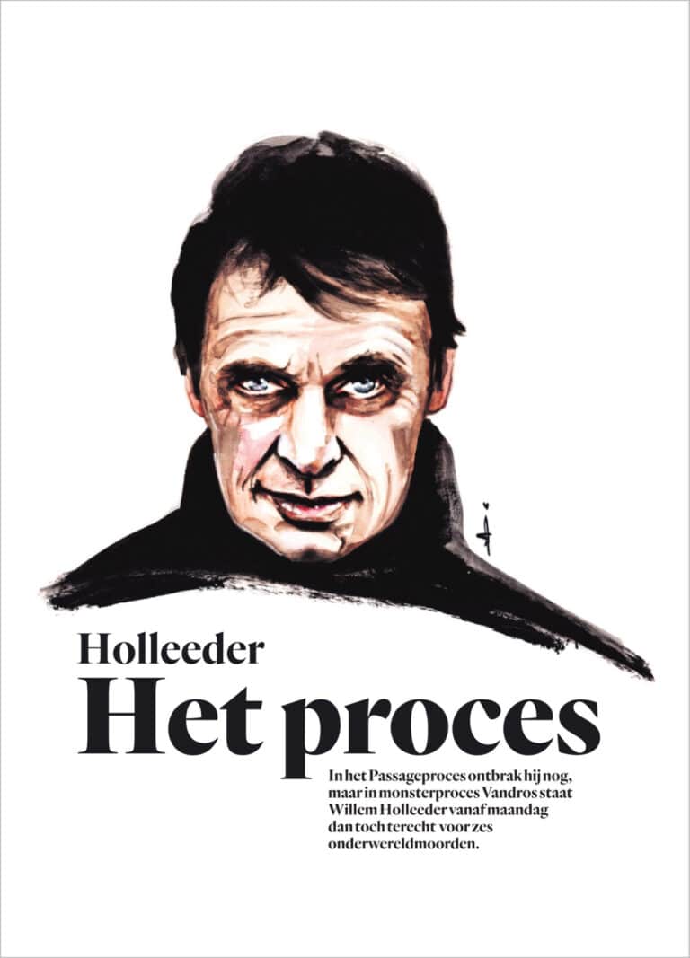 art portrait of Holleeder above the text het proces