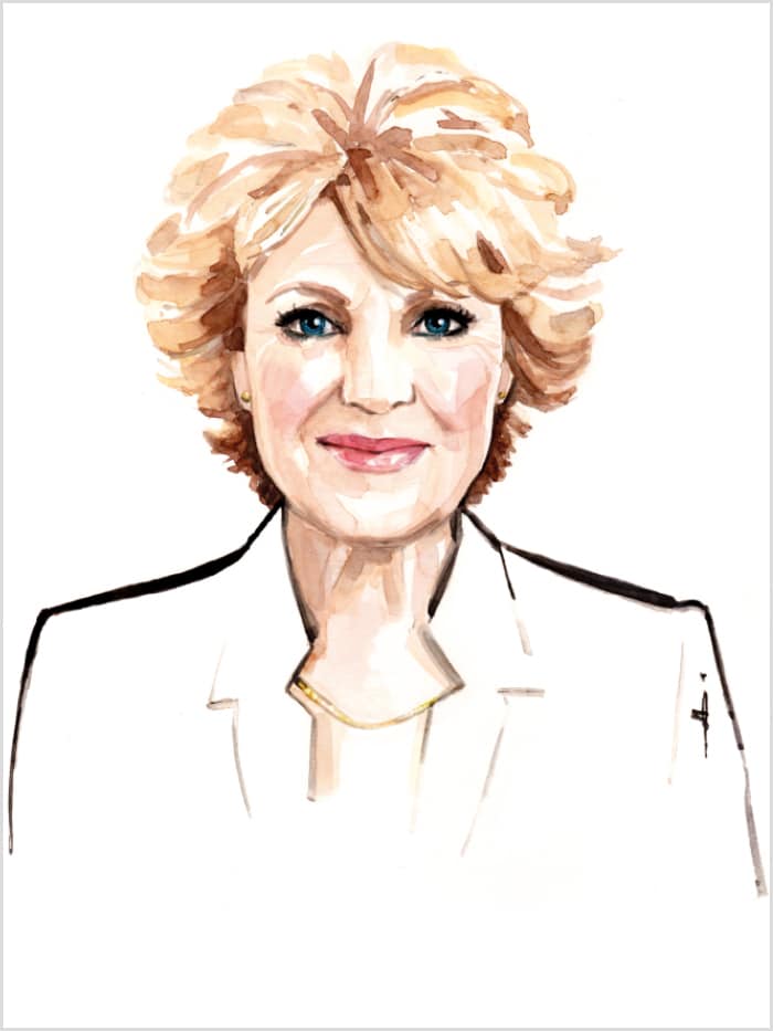 illustration portrait of a short haired blonde woman smiling