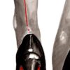 illustration of two legs seen from the back with heels on and red accents on the heels and legs detail of the ankles