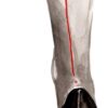 illustration of two legs seen from the back with heels on and red accents on the heels and legs detail of the left leg